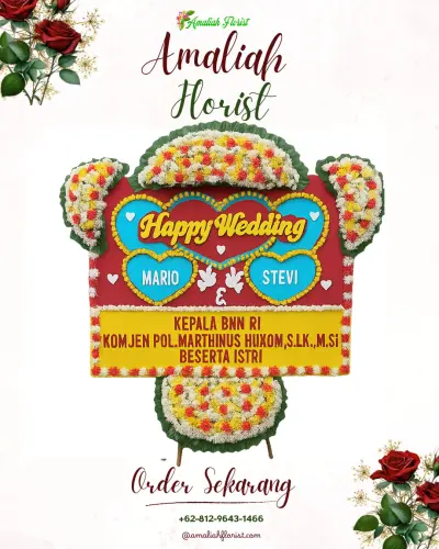 Karangan Papan Bunga Pernikahan di Tompotikka